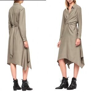 All Saints Khaki Asymmetrical Dress